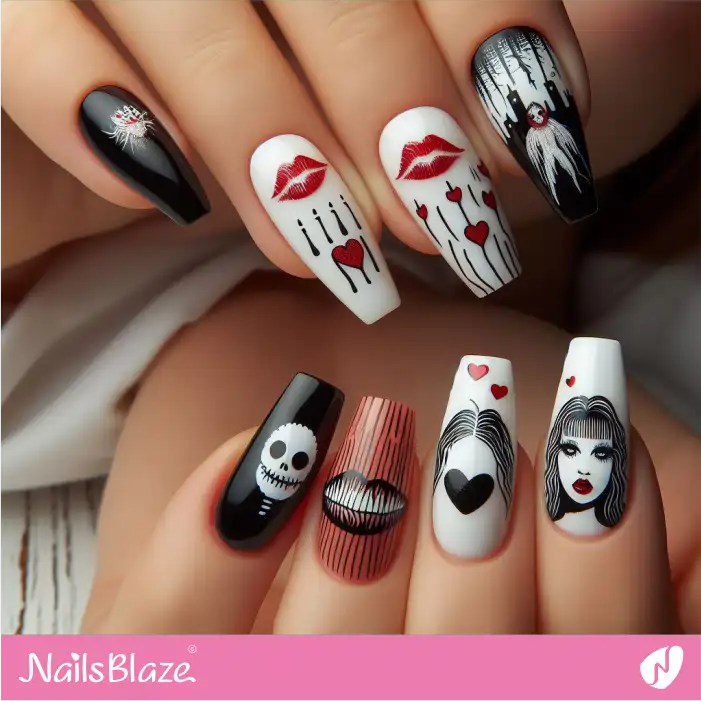 Scary Valentine's Day Nail Art Design | Valentine Nails - NB2177